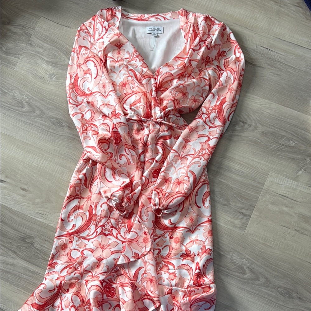 Red and White Floral Dress